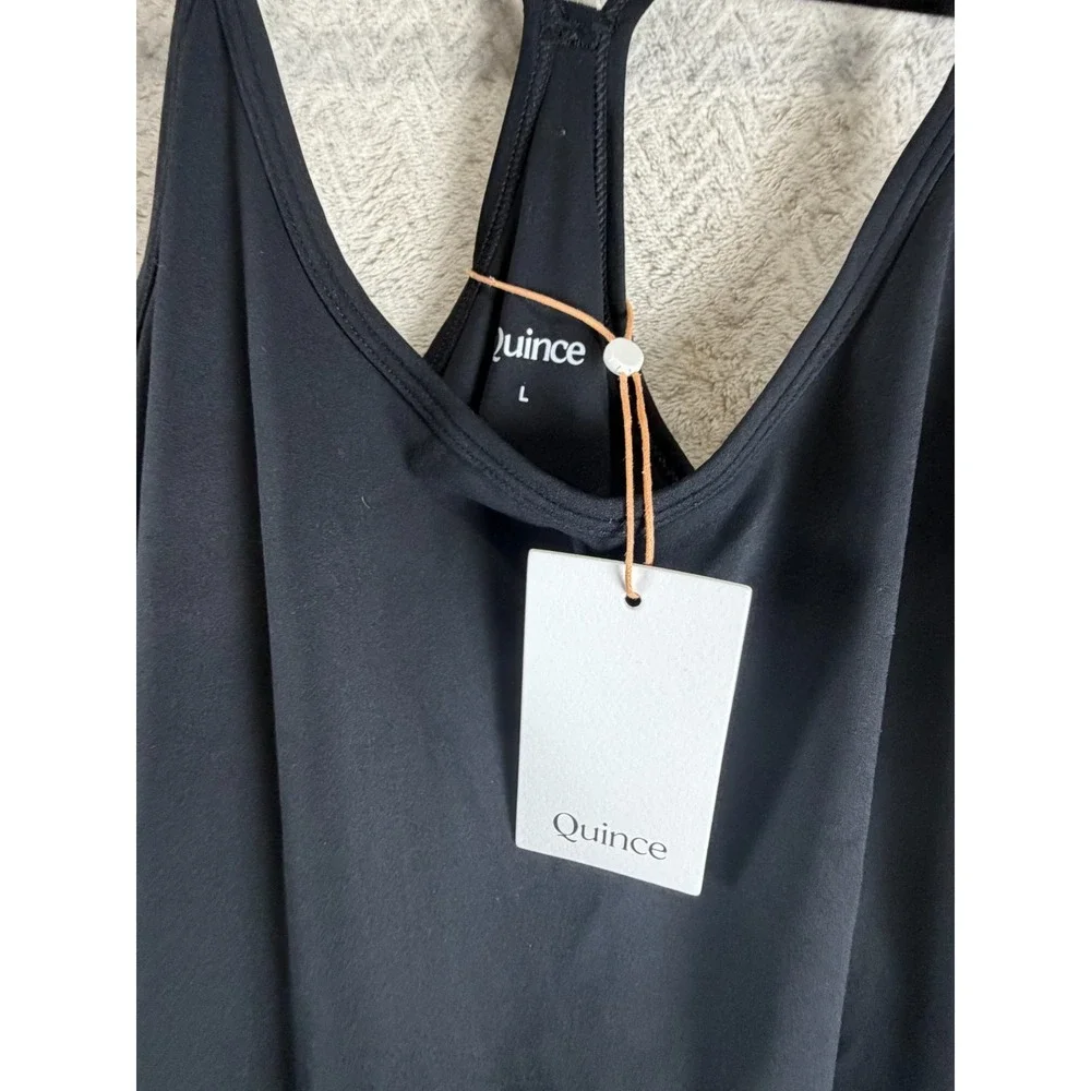 NWT Quince Ultra-Form Active Dress Womens L Black 4-Way Stretch Built-In Shorts